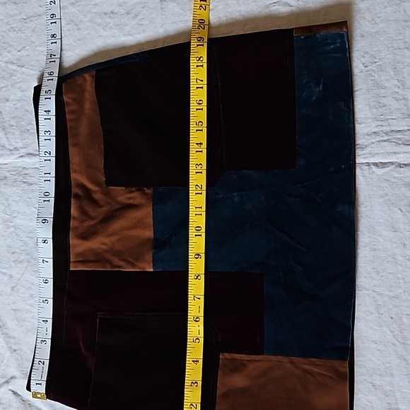 Whyte eyelash 70s Patchwork Velvet Skirt Autumnal Colors Front Pockets Zs Large - Picture 4 of 12